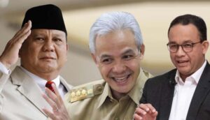 Kolase Foto Prabowo Subianto, Ganjar Pranowo, Anies Baswedan (rasioo.id)